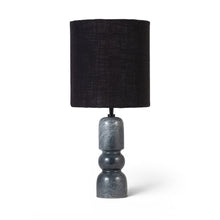 Paros Black / Off White Genuine Marble Base And Cotton Shade Table Lamp