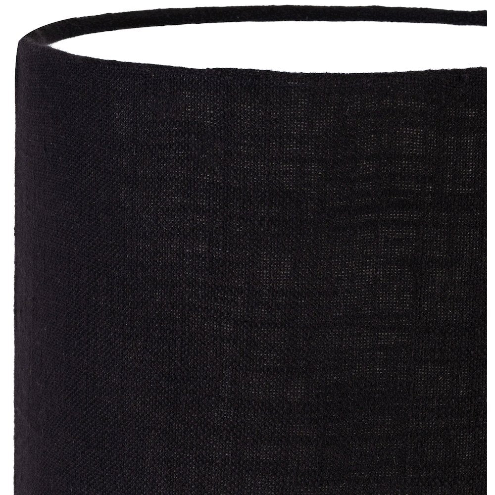 Paros Black / Off White Genuine Marble Base And Cotton Shade Table Lamp