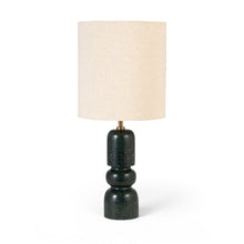 Paros Green / Off White Genuine Marble Base And Cotton Shade Table Lamp