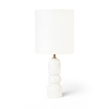 Paros White / Off White Genuine Marble Base And Cotton Shade Table Lamp