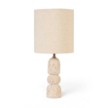 Paros Travertine / Natural Marble Base And Cotton Shade Table Lamp