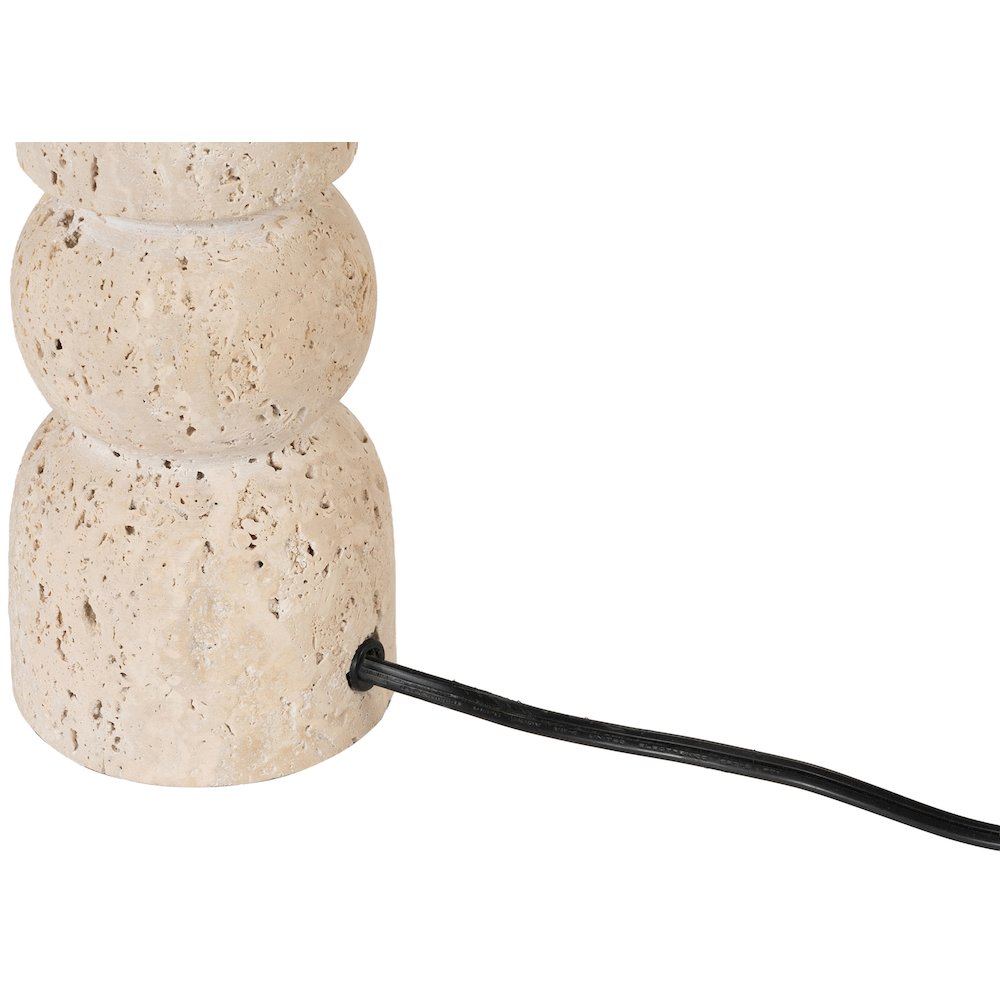 Paros Travertine / Natural Marble Base And Cotton Shade Table Lamp