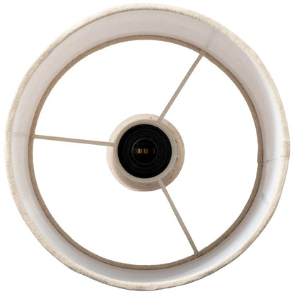 Paros Travertine / Natural Marble Base And Cotton Shade Table Lamp