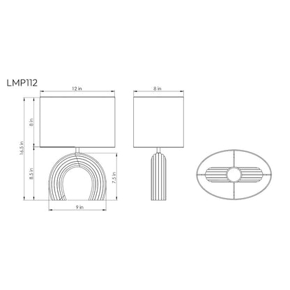 Lithos White / Off White Genuine Marble Base And Cotton Shade Table Lamp