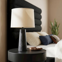 Dolomia Black / Off White Genuine Marble Base And Cotton Shade Table Lamp