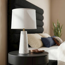 Dolomia White / Off White Genuine Marble Base And Cotton Shade Table Lamp