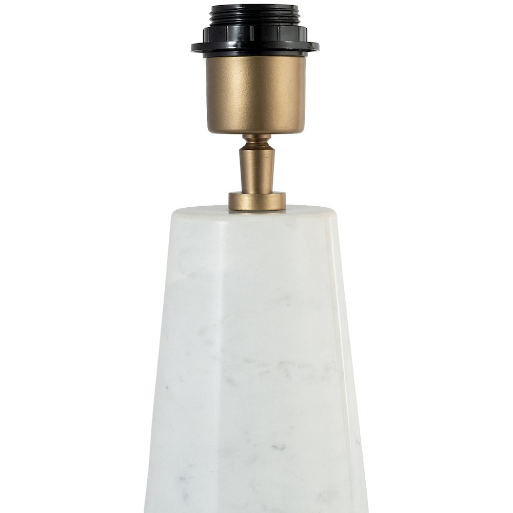 Dolomia White / Off White Genuine Marble Base And Cotton Shade Table Lamp