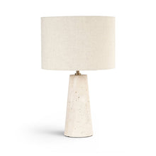 Dolomia Travertine / Natural Travertine Base And Linen Shade Table Lamp