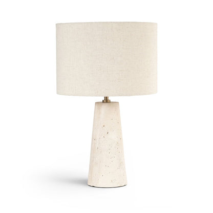 Dolomia Travertine / Natural Travertine Base And Linen Shade Table Lamp