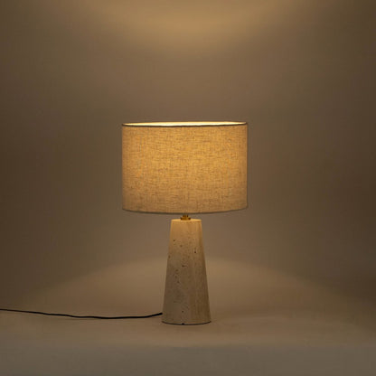 Dolomia Travertine / Natural Travertine Base And Linen Shade Table Lamp