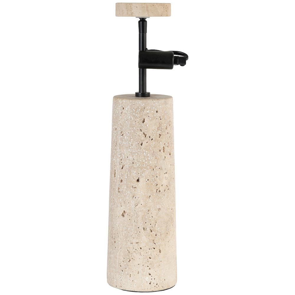 Arcadia Travertine / Black Travertine Base And Iron Shade Table Lamp