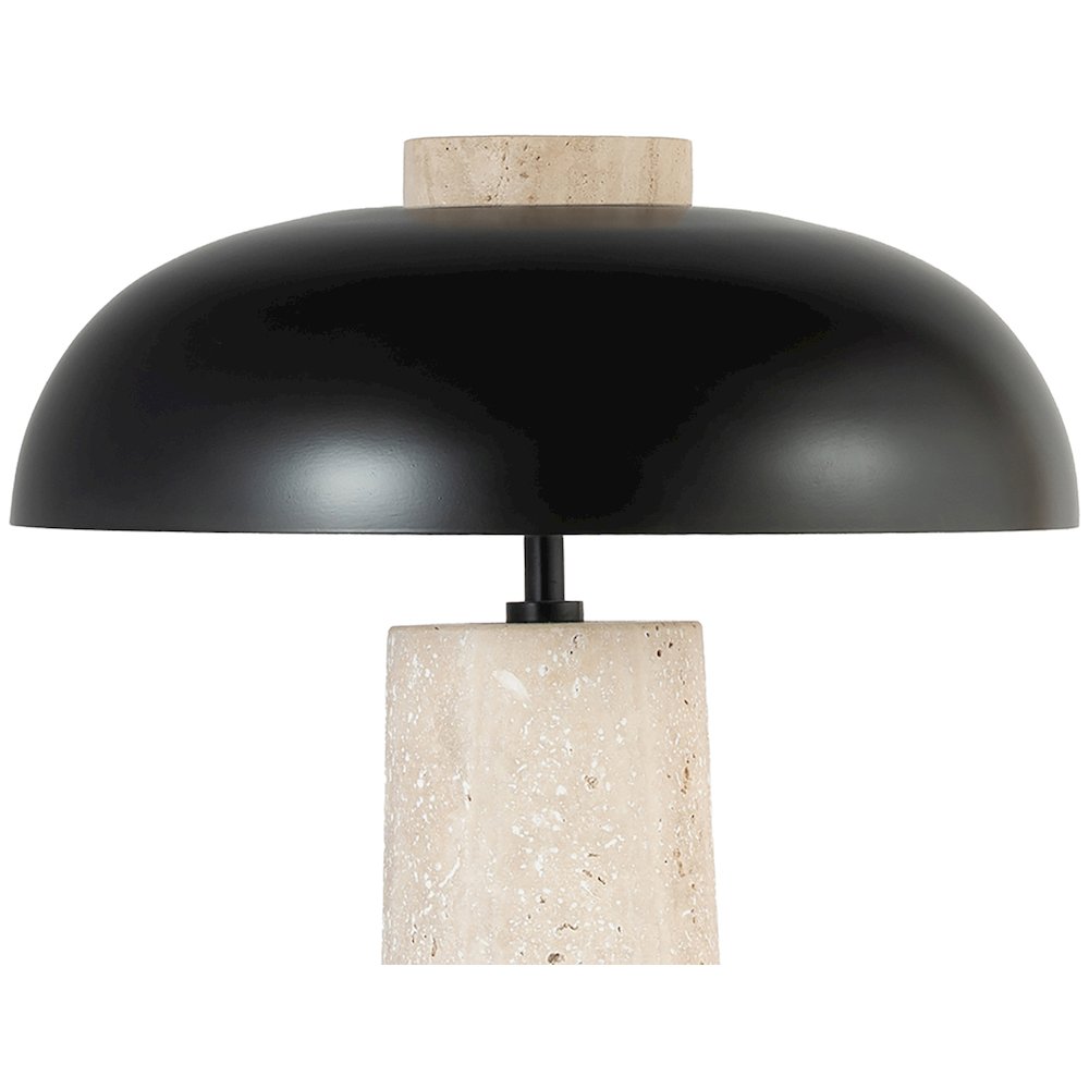 Arcadia Travertine / Black Travertine Base And Iron Shade Table Lamp