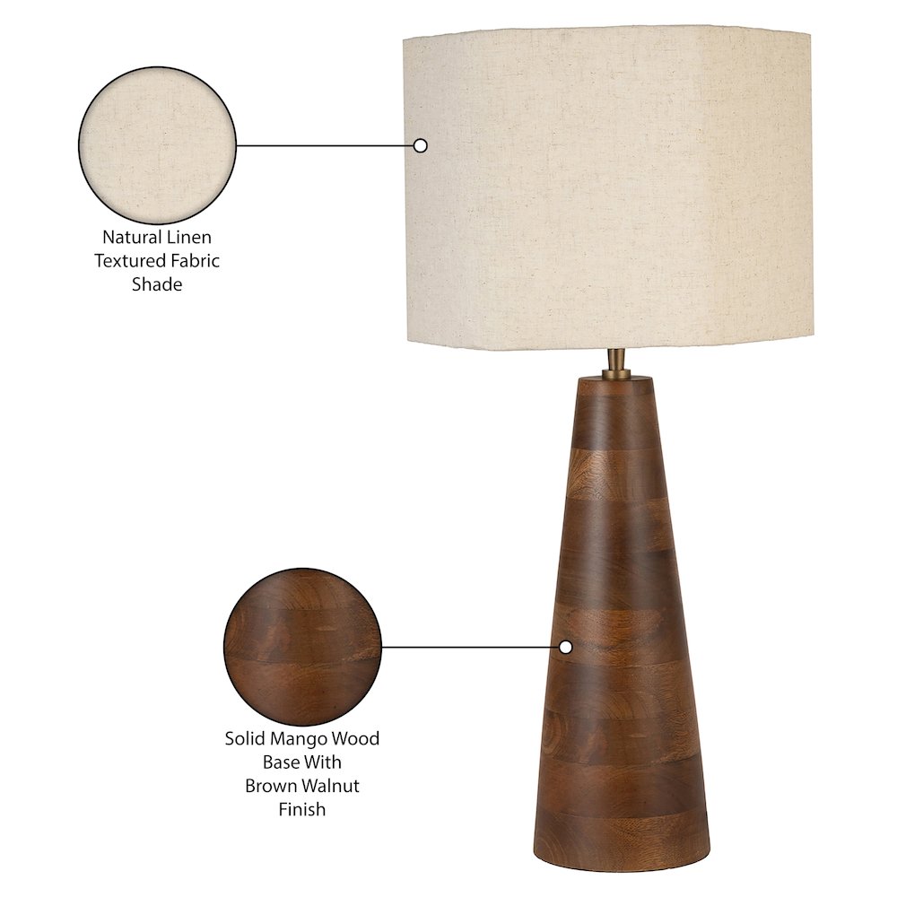 Juniper Brown / Natural Mango Wood Base And Linen Shade Table Lamp