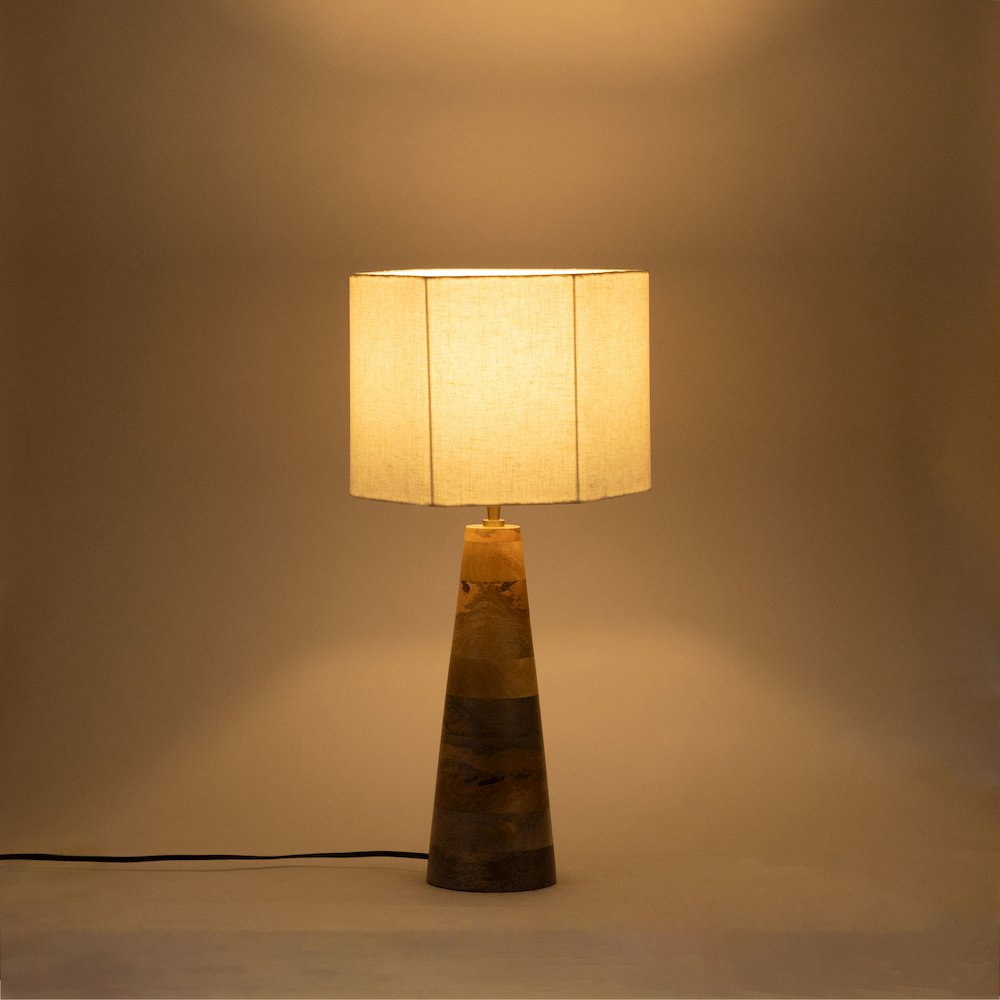 Juniper Natural / Off White Mango Wood Base And Cotton Shade Table Lamp