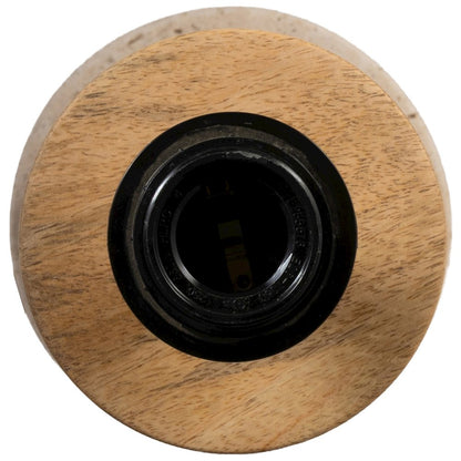 Orenda Travertine / Natural Mango Wood Base And Linen Shade Table Lamp