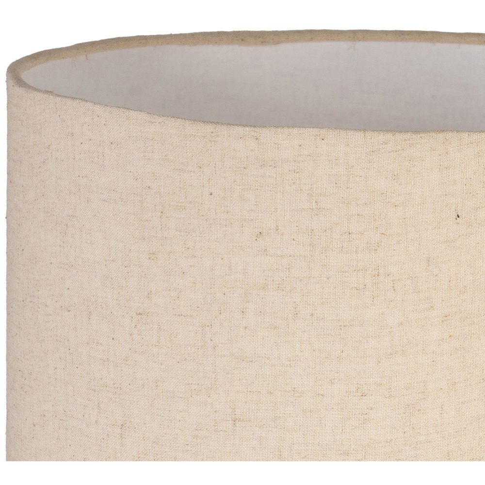Palea Travertine / Natural Mango Wood Base And Linen Shade Table Lamp