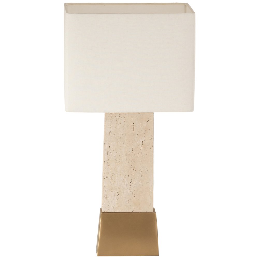 Vellara Travertine / Beige / Gold Travertine Base And Linen Shade Table Lamp