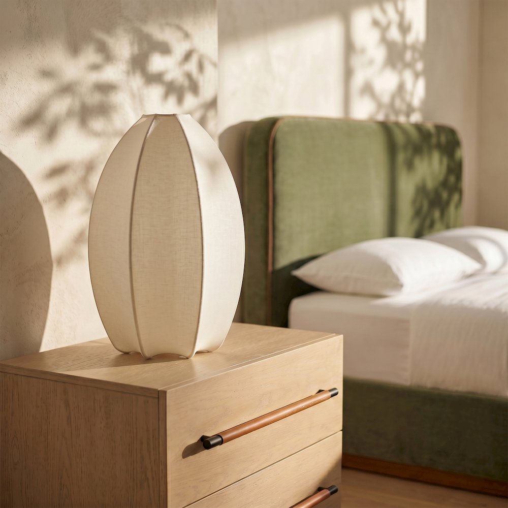 Lumaire Off White Stretch Fabric Table Lamp
