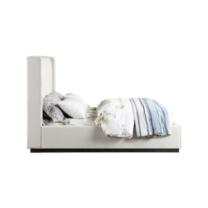 Logan Beige Linen Textured Fabric Full Bed