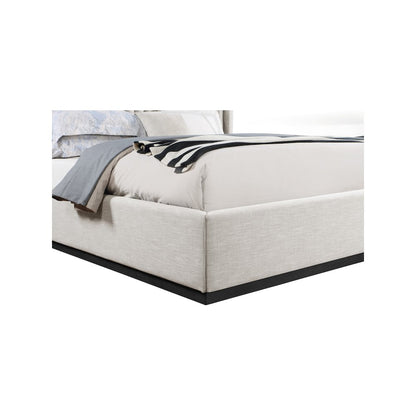 Logan Beige Linen Textured Fabric King Bed