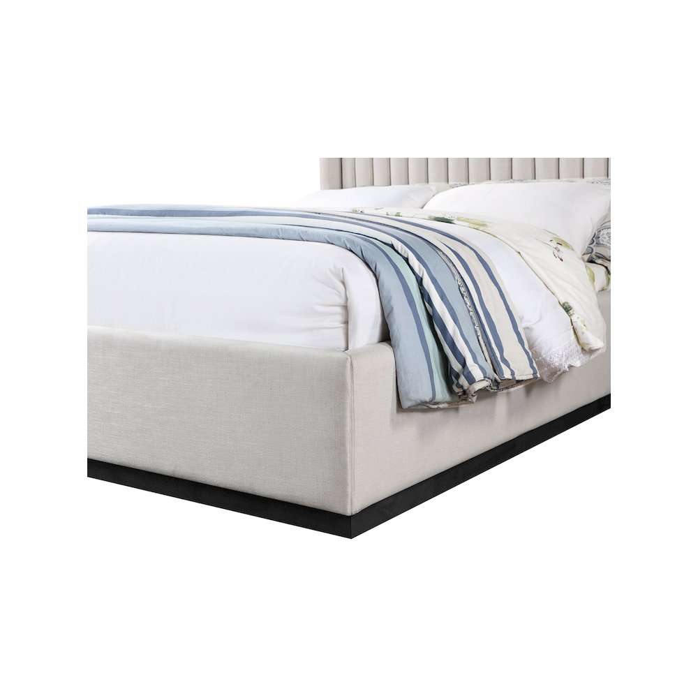Logan Beige Linen Textured Fabric Queen Bed