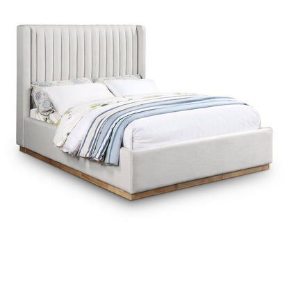 Logan Cream Linen Textured Fabric Full Bed