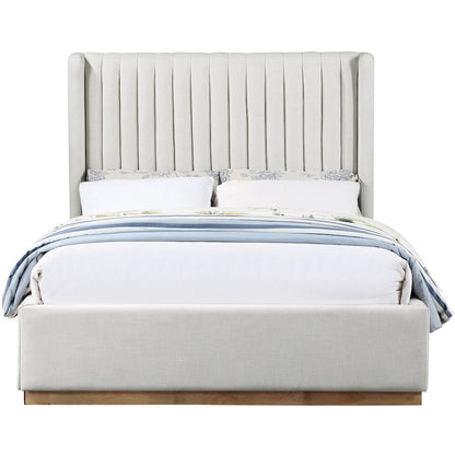 Logan Cream Linen Textured Fabric Full Bed