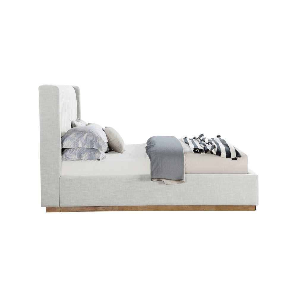 Logan Cream Linen Textured Fabric King Bed