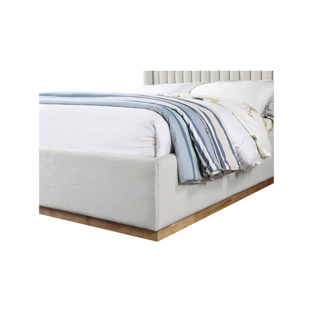 Logan Cream Linen Textured Fabric Queen Bed