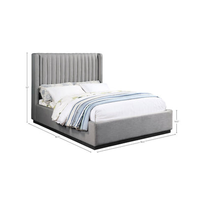 Logan Grey Linen Textured Fabric Full Bed