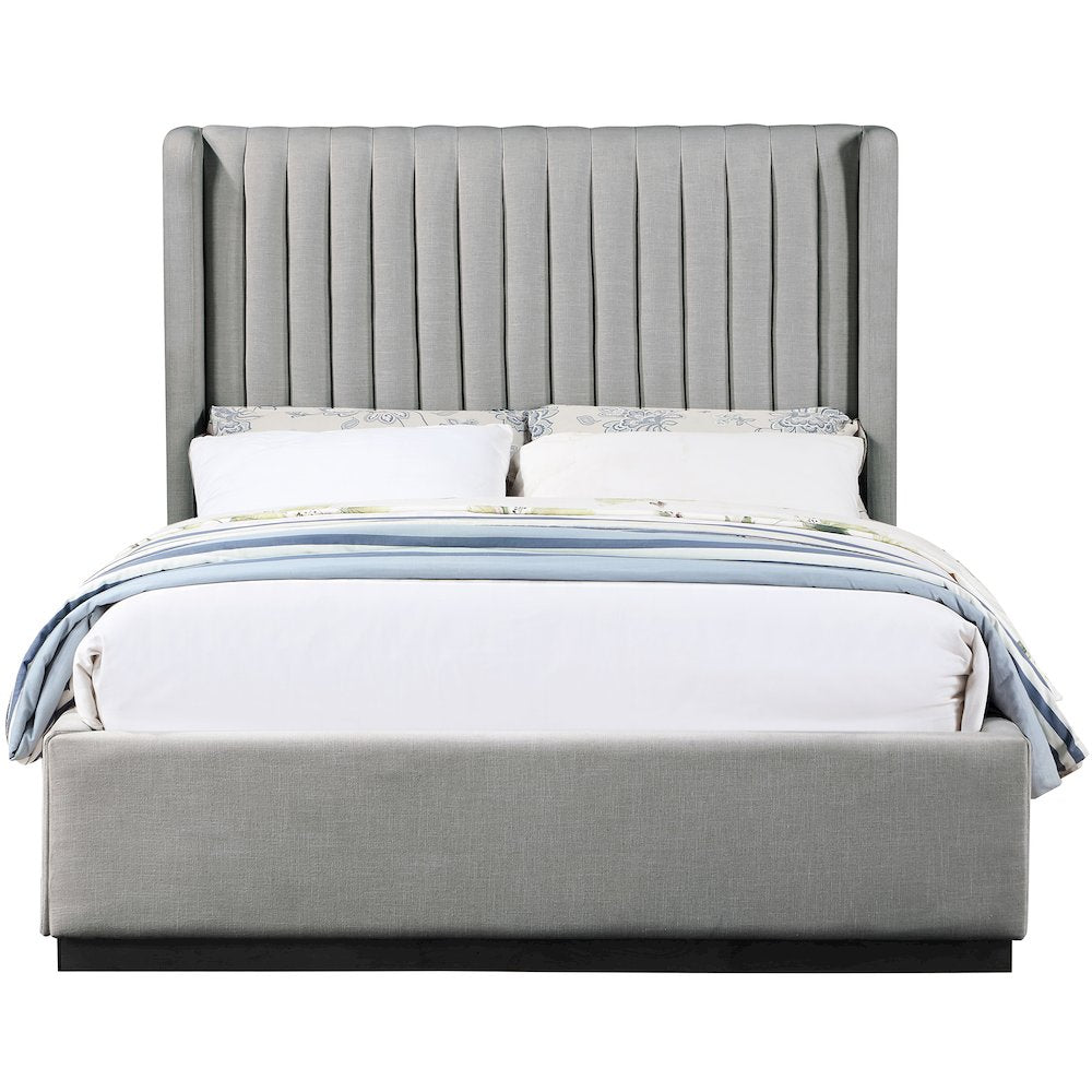 Logan Grey Linen Textured Fabric Full Bed