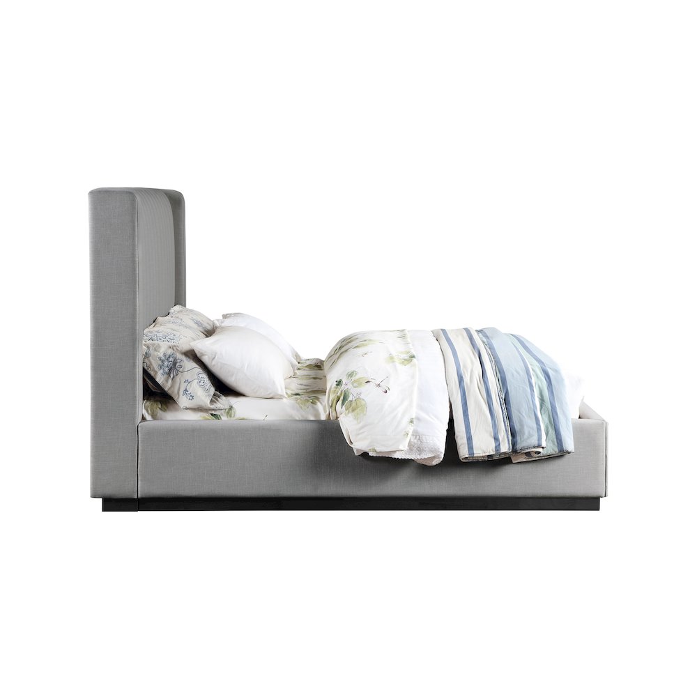 Logan Grey Linen Textured Fabric Full Bed