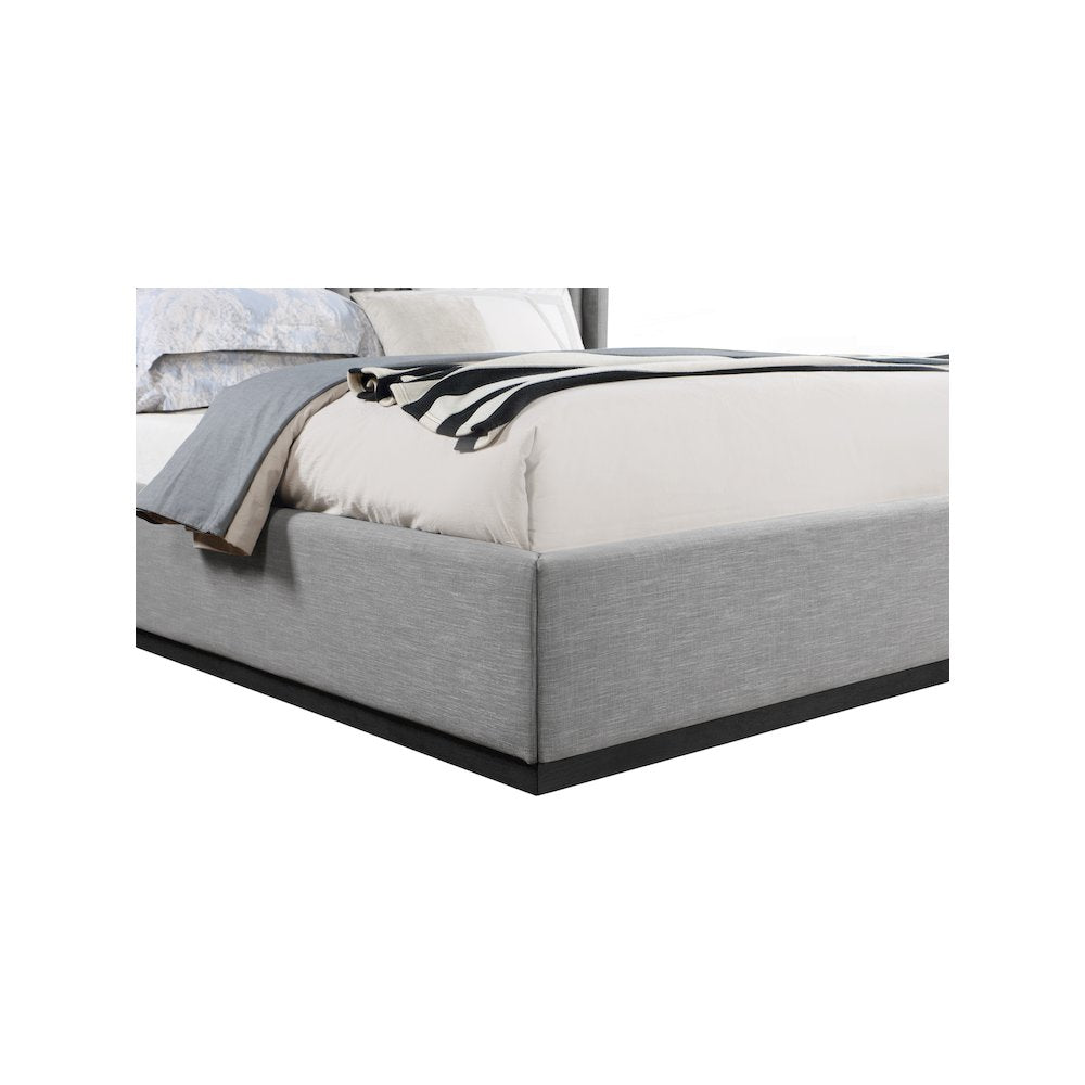 Logan Grey Linen Textured Fabric King Bed
