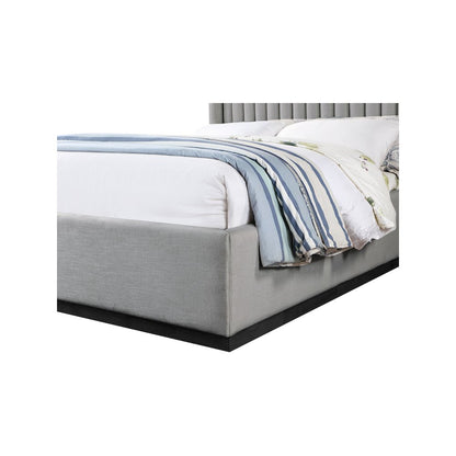 Logan Grey Linen Textured Fabric Queen Bed