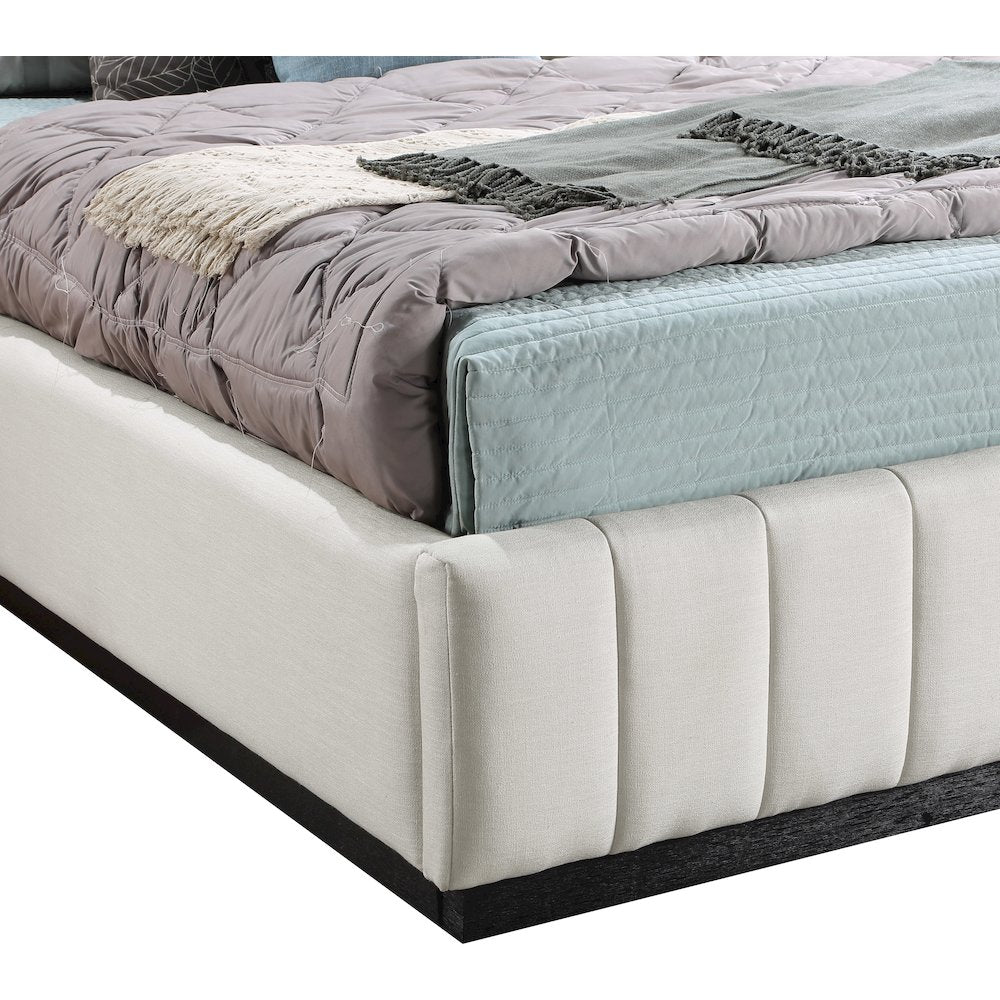 Lucia Beige Linen Textured Fabric Full Bed