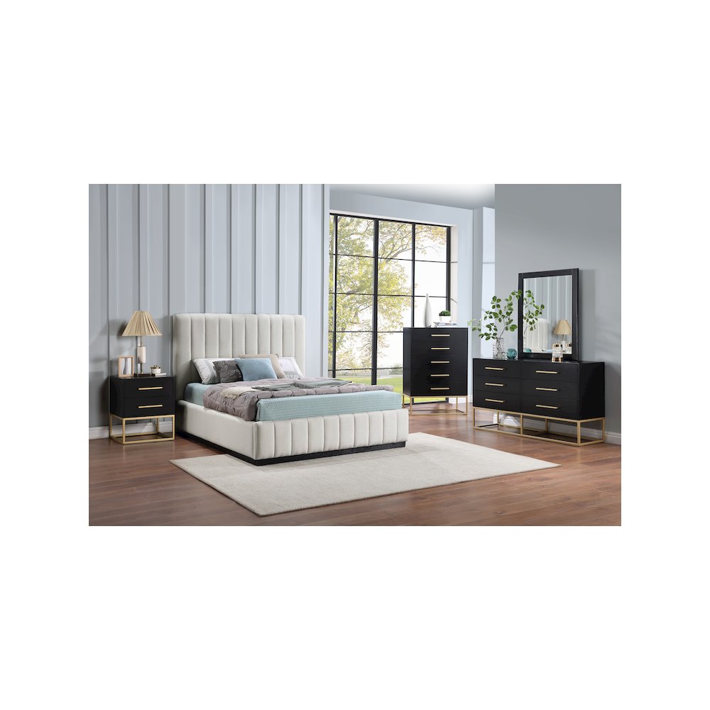 Lucia Beige Linen Textured Fabric Full Bed