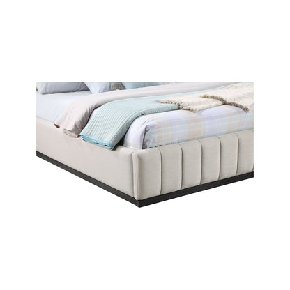 Lucia Beige Linen Textured Fabric King Bed
