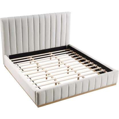 Lucia Cream Linen Textured Fabric King Bed