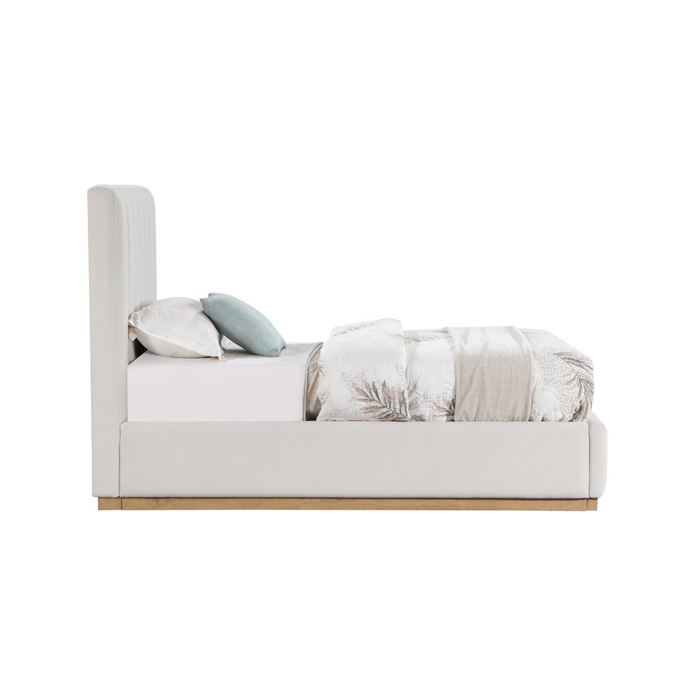 Lucia Cream Linen Textured Fabric Twin Bed