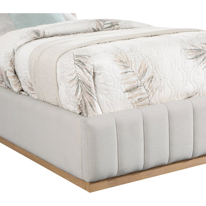 Lucia Cream Linen Textured Fabric Twin Bed
