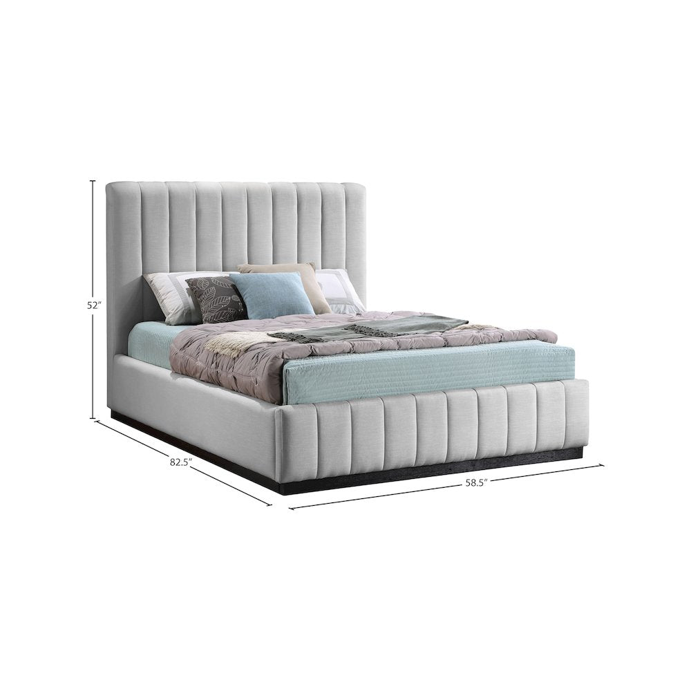 Lucia Grey Linen Textured Fabric Full Bed