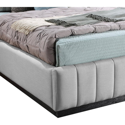 Lucia Grey Linen Textured Fabric Full Bed