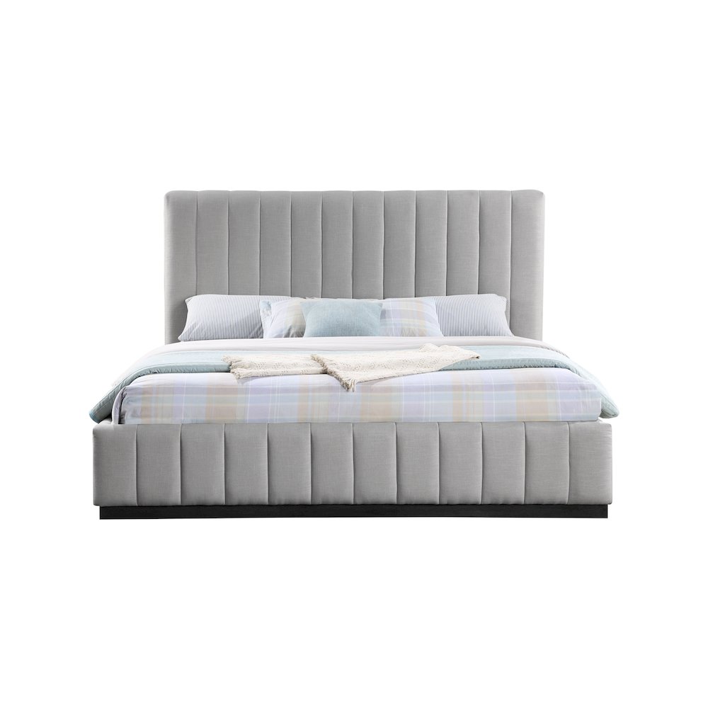Lucia Grey Linen Textured Fabric King Bed