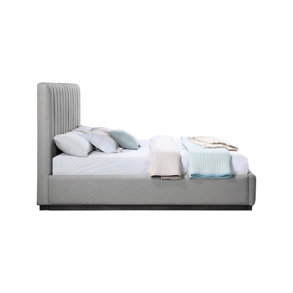Lucia Grey Linen Textured Fabric King Bed