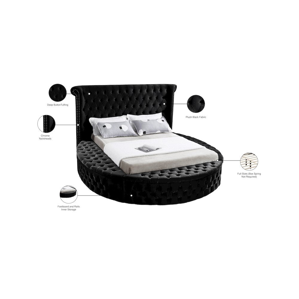 Luxus Black Velvet Queen Bed