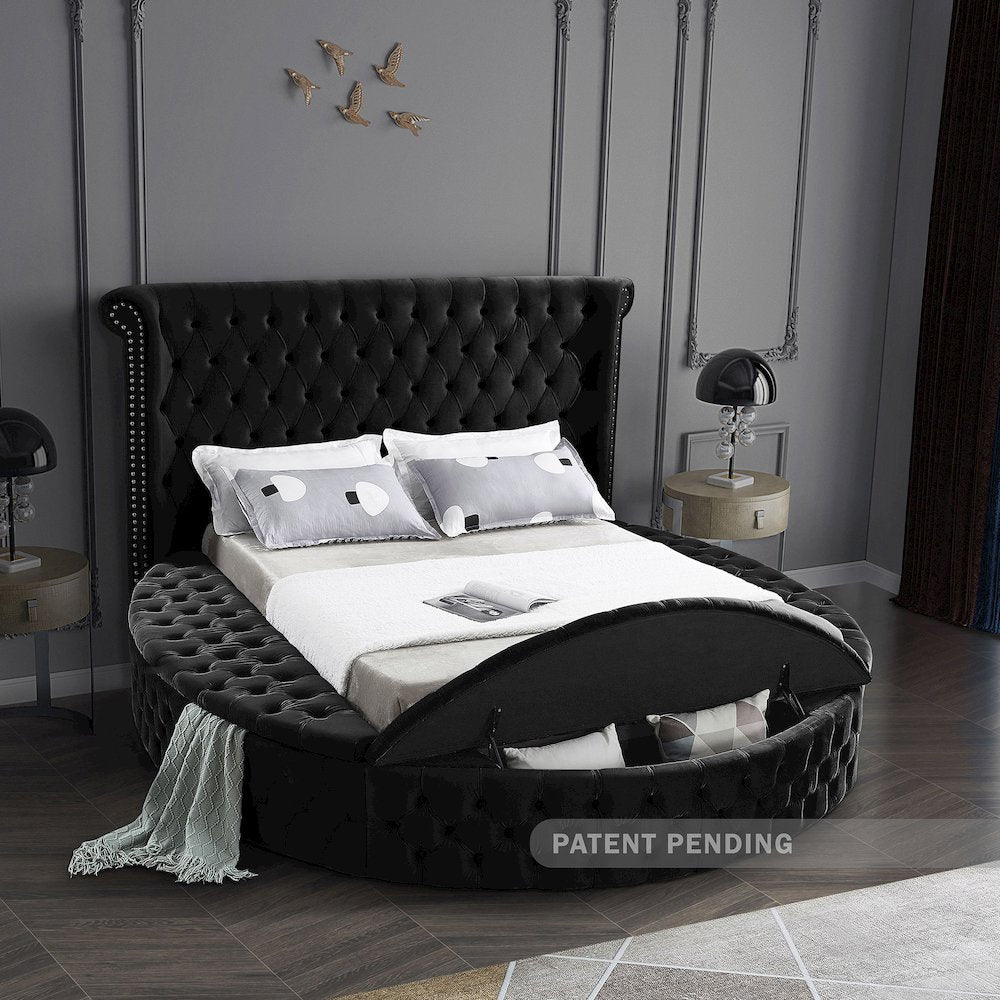 Luxus Black Velvet Queen Bed