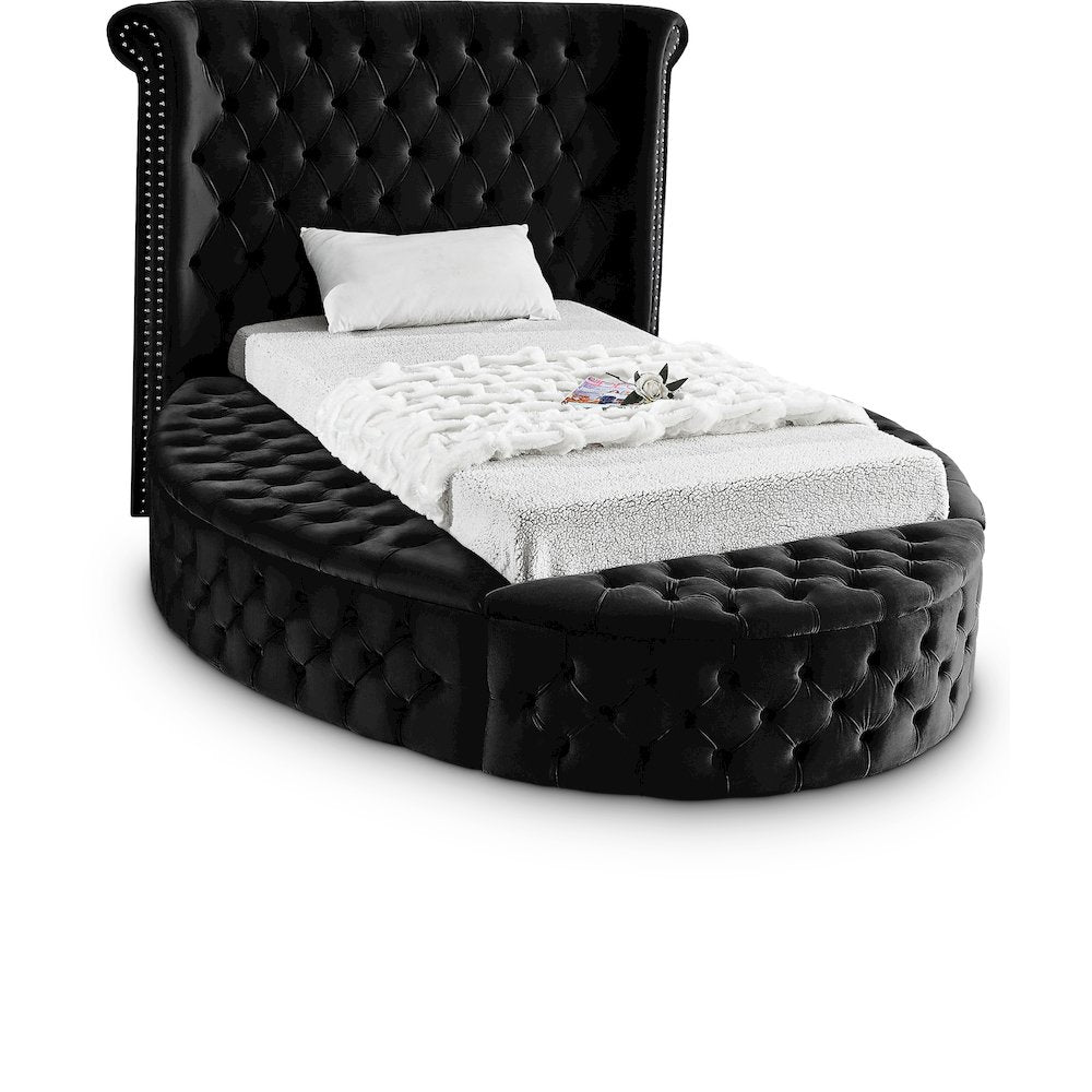 Luxus Black Velvet Twin Bed