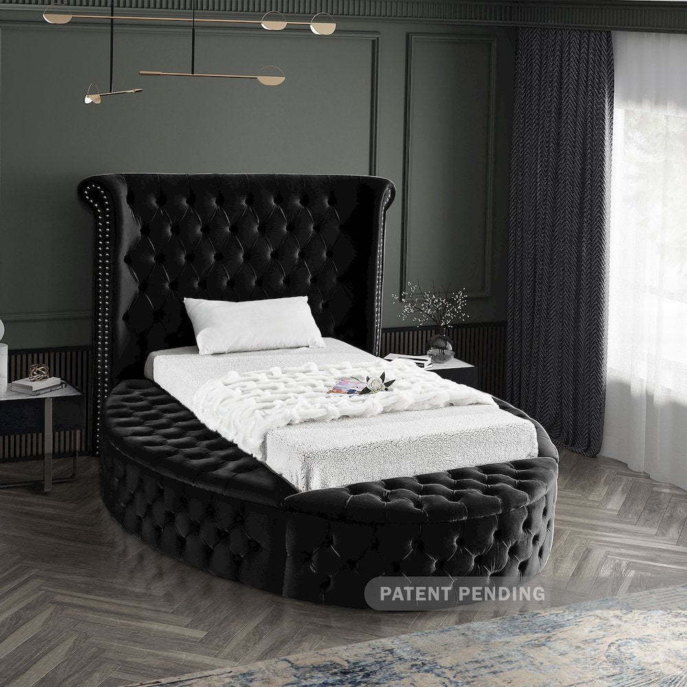 Luxus Black Velvet Twin Bed