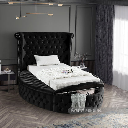 Luxus Black Velvet Twin Bed