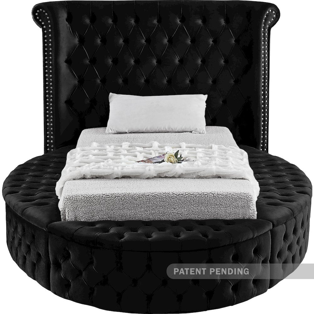 Luxus Black Velvet Twin Bed